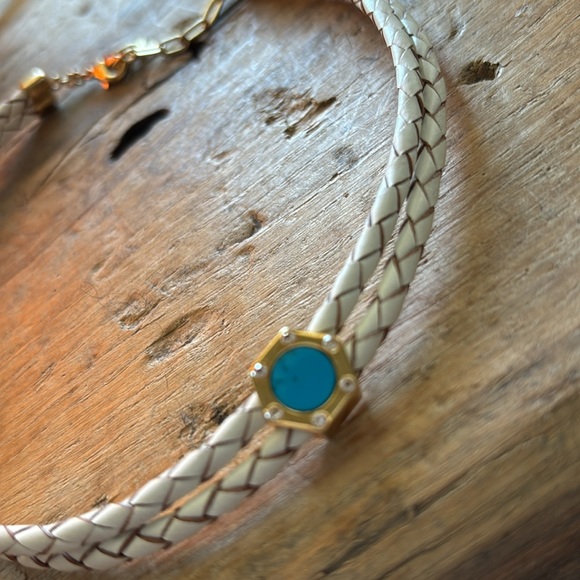 LIZA Schwartz leather choker with genuine turquoise brand new - Picture 5 of 13